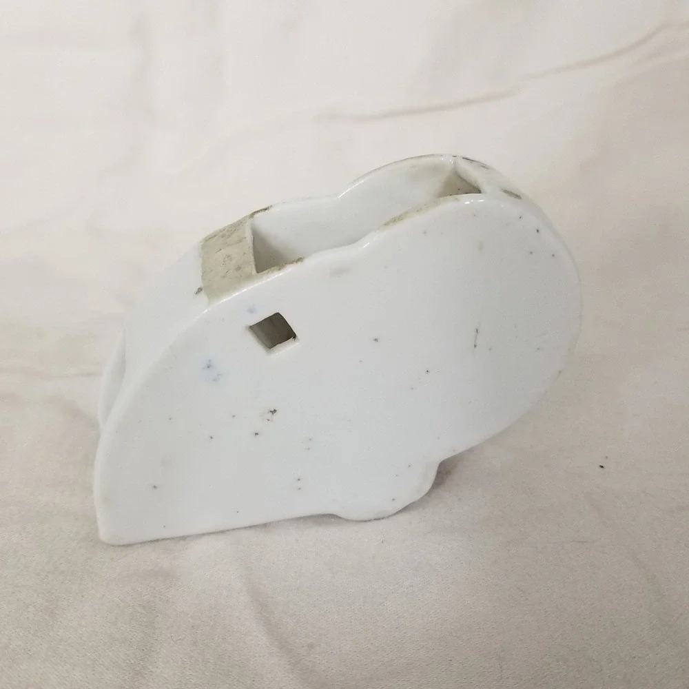 Vintage Fan Wall Pocket Vase Small White Blue Red Good Floral Porcelain Asian